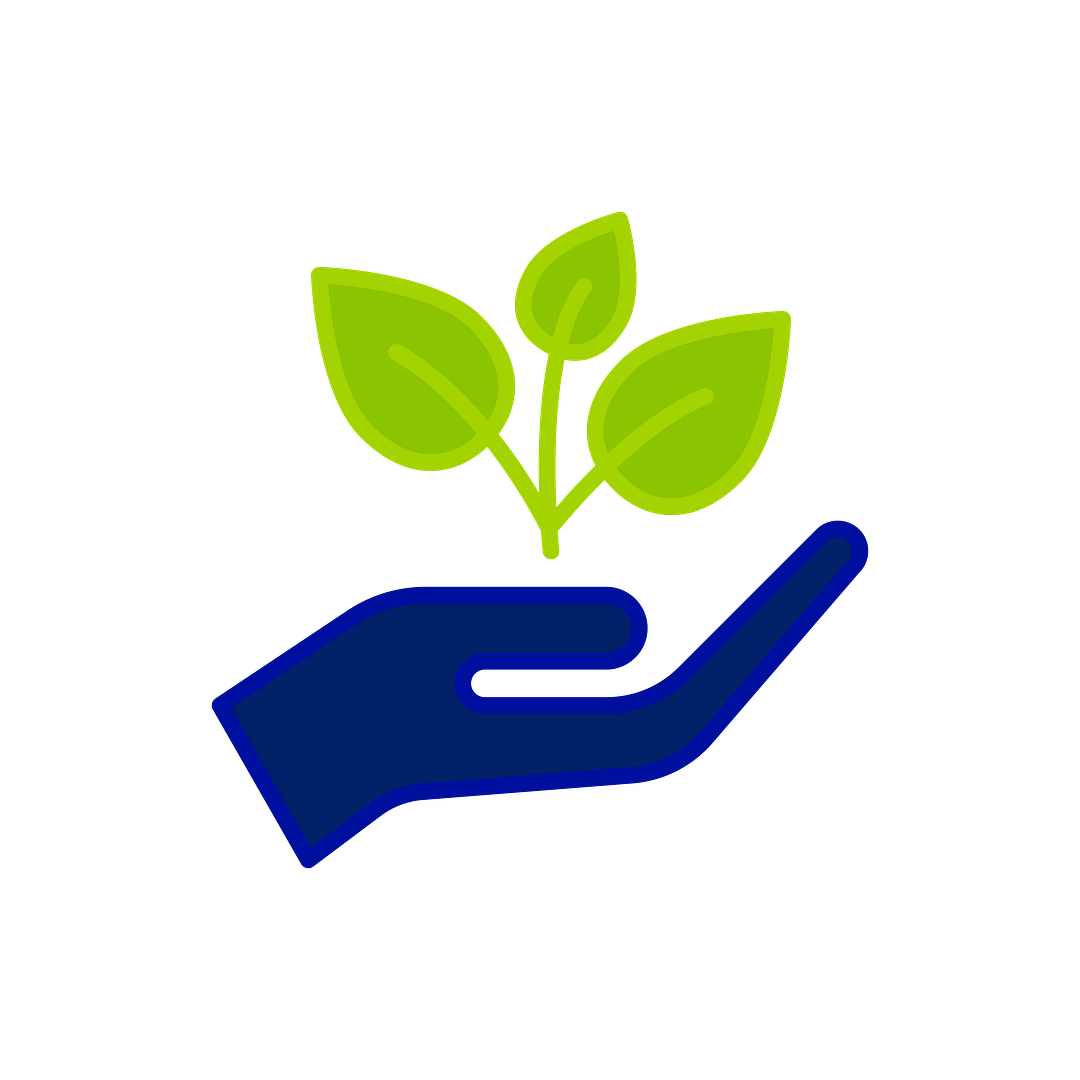 icon of plant hovering over an open hand