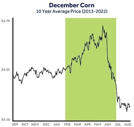 2022 December Corn Performance Chart Example